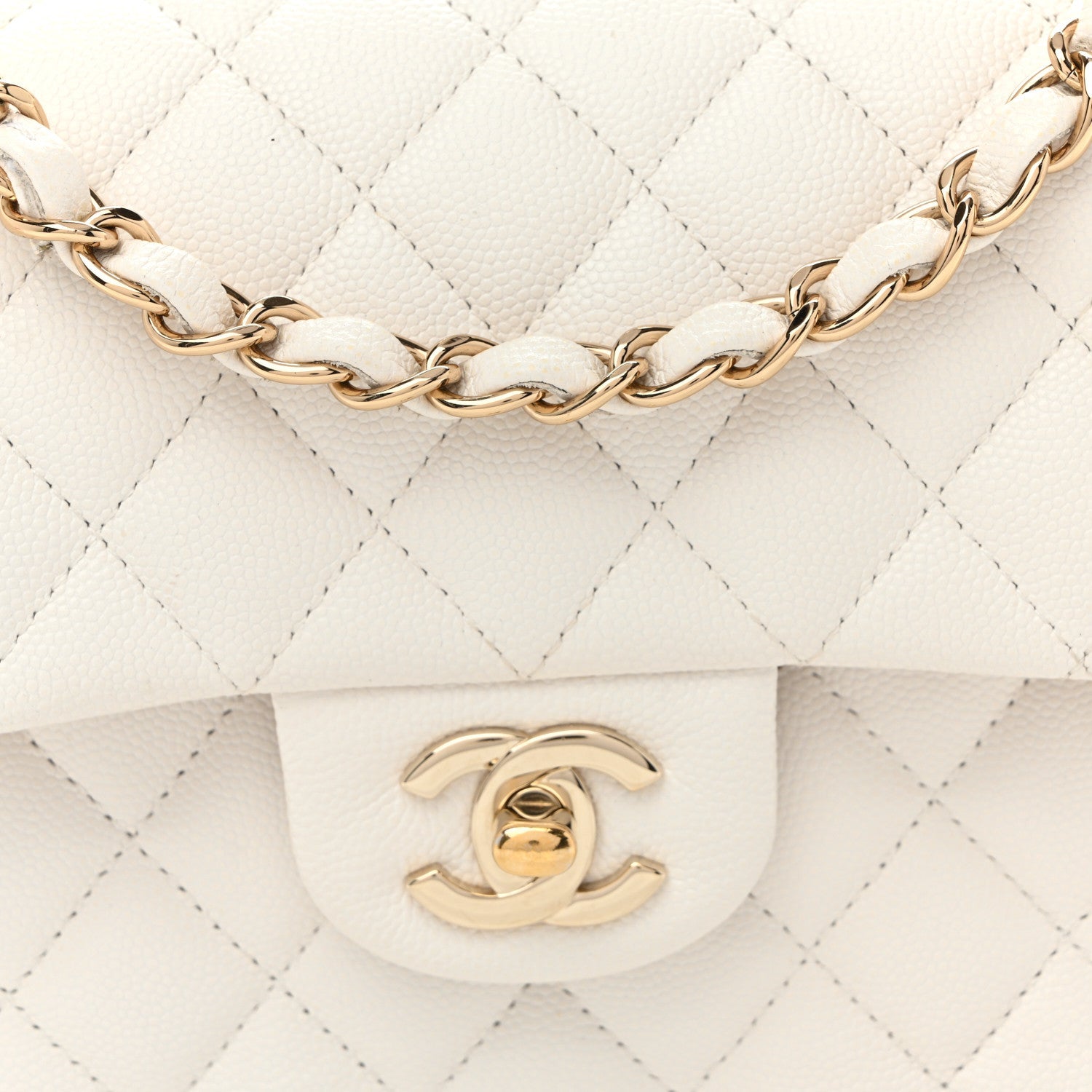 Caviar Quilted Small Double Flap White