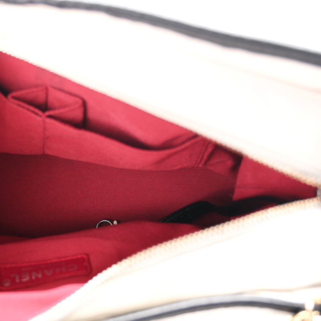 Aged Calfskin Quilted Medium Gabrielle Hobo Black White