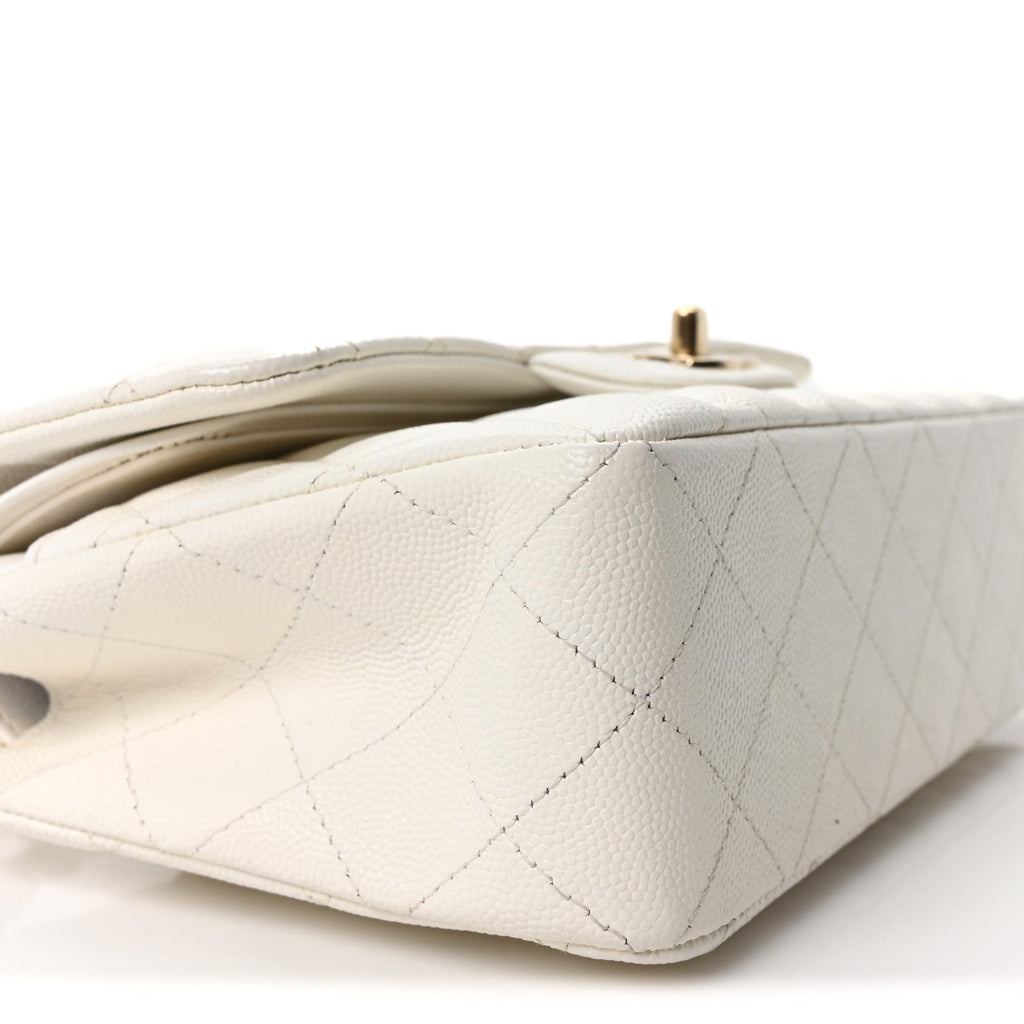 Caviar Quilted Small Double Flap White