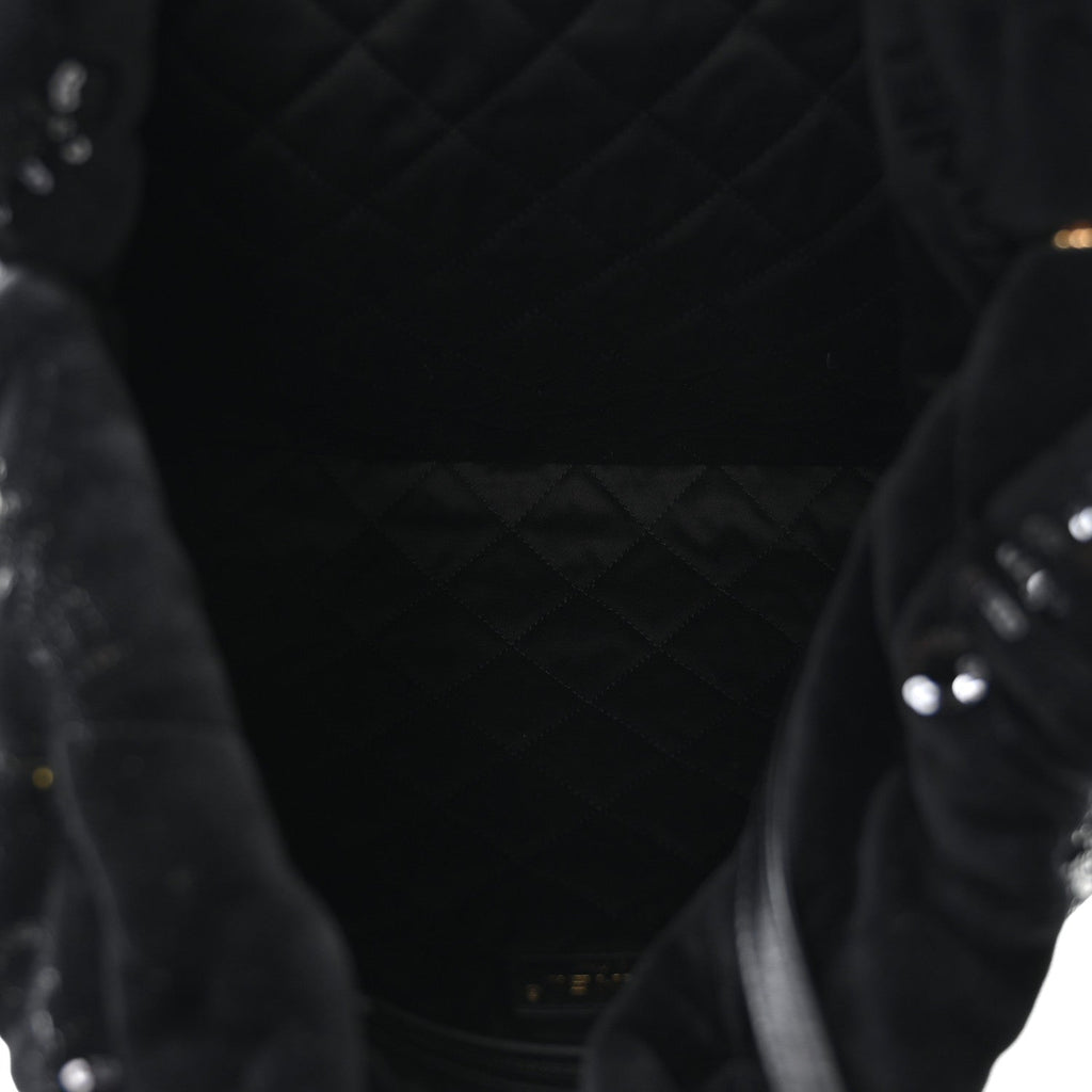 Velvet Sequin Quilted Chanel 22 Black