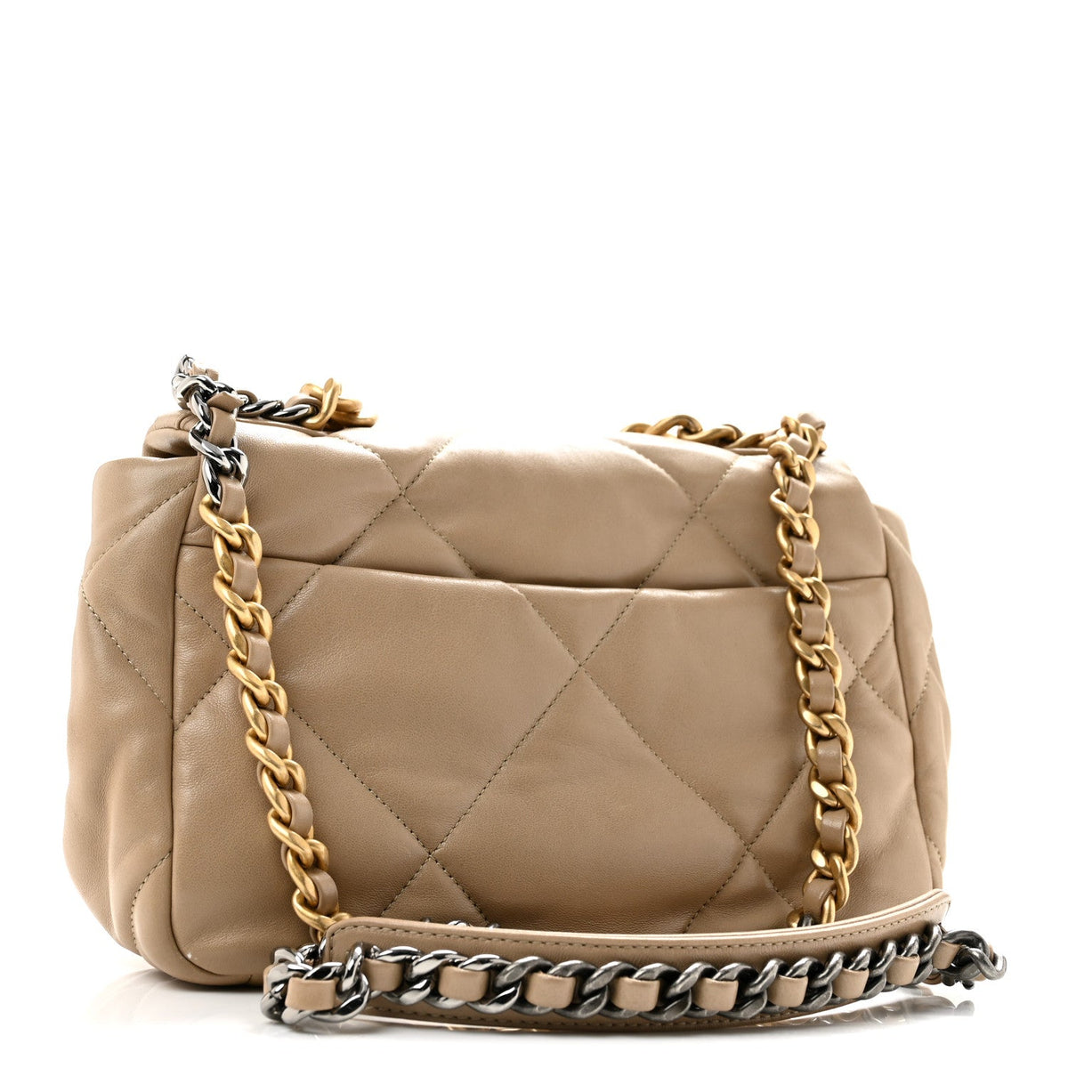 Lambskin Quilted Medium Chanel 19 Flap Dark Beige
