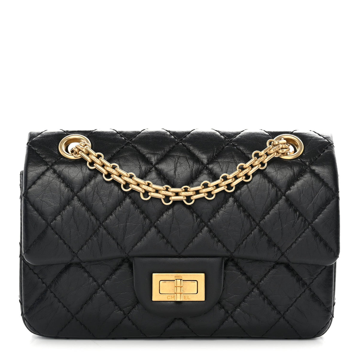 Aged Calfskin Quilted 2.55 Reissue Mini Flap Black