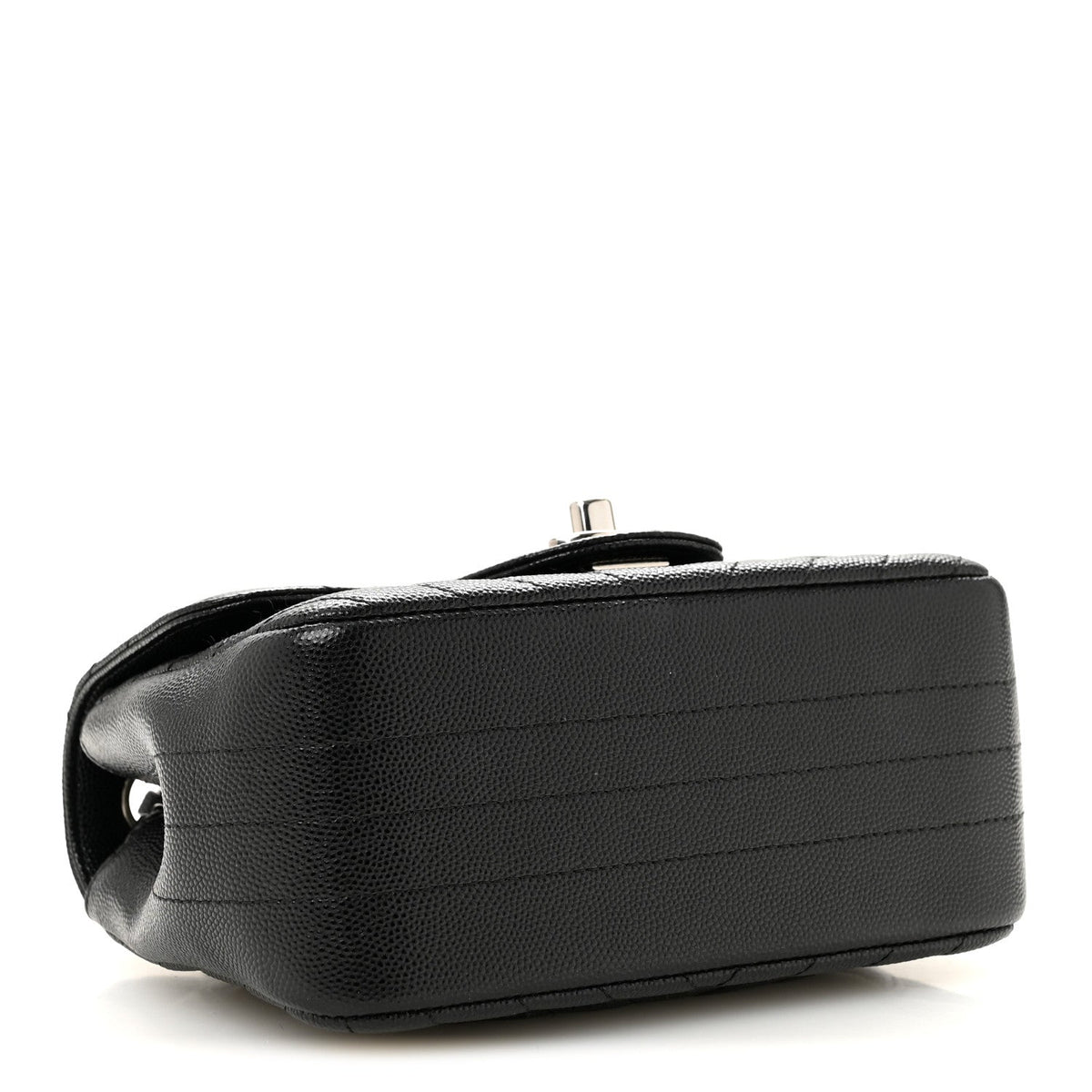 Caviar Chevron Quilted Mini Square Flap Black