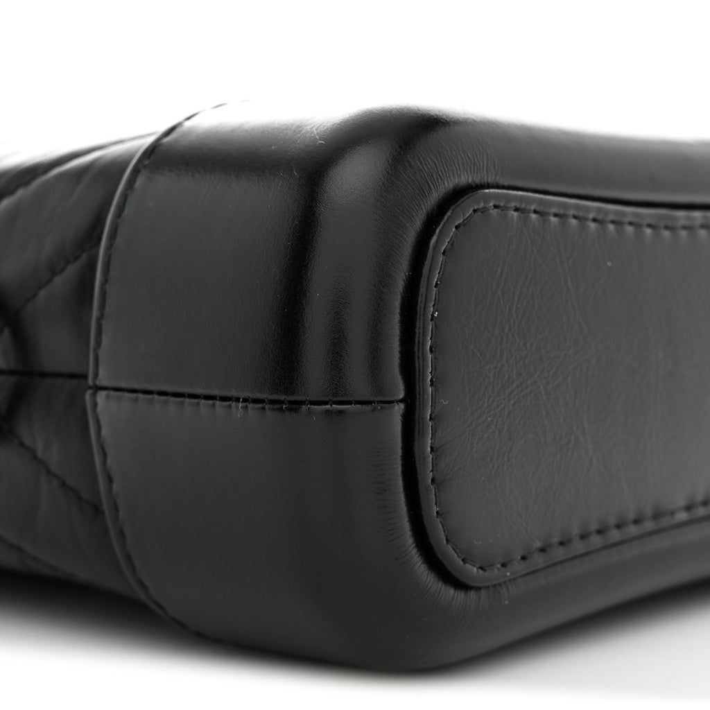 Aged Calfskin Chevron Quilted Small Gabrielle Hobo  Black