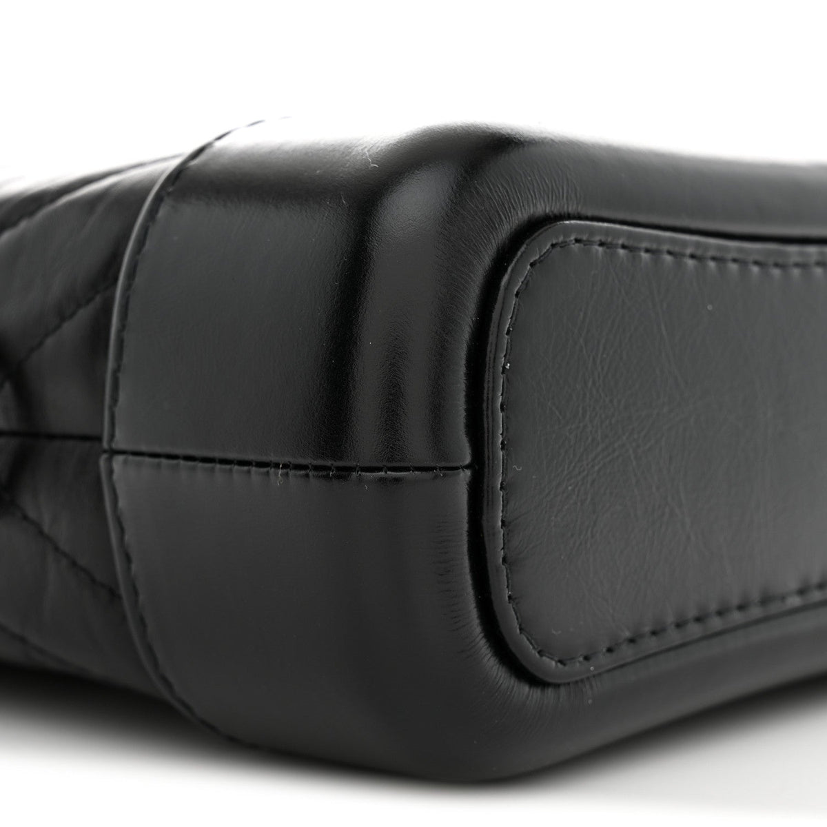 Aged Calfskin Chevron Quilted Small Gabrielle Hobo  Black