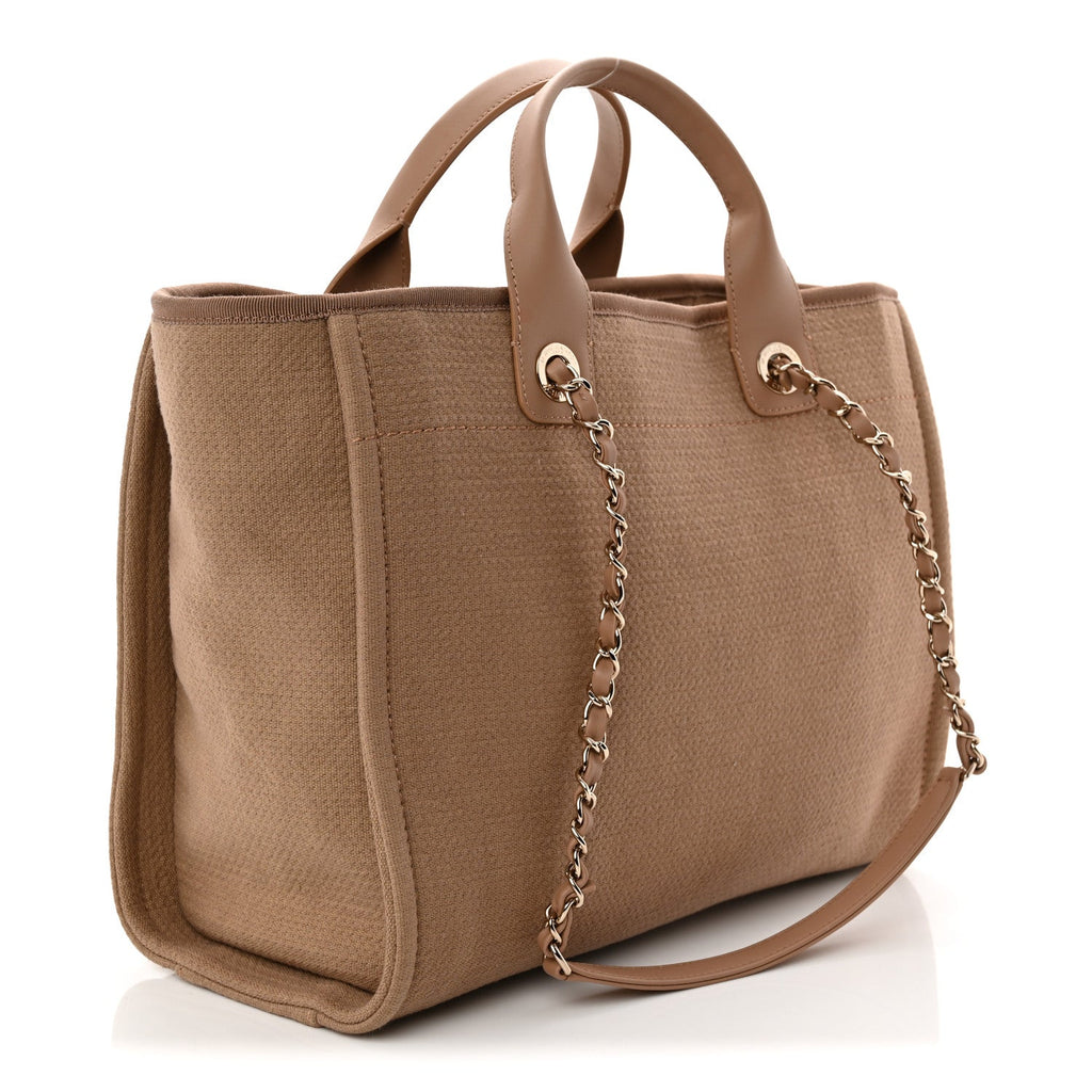 Mixed Fibers Small Deauville Tote Dark Beige