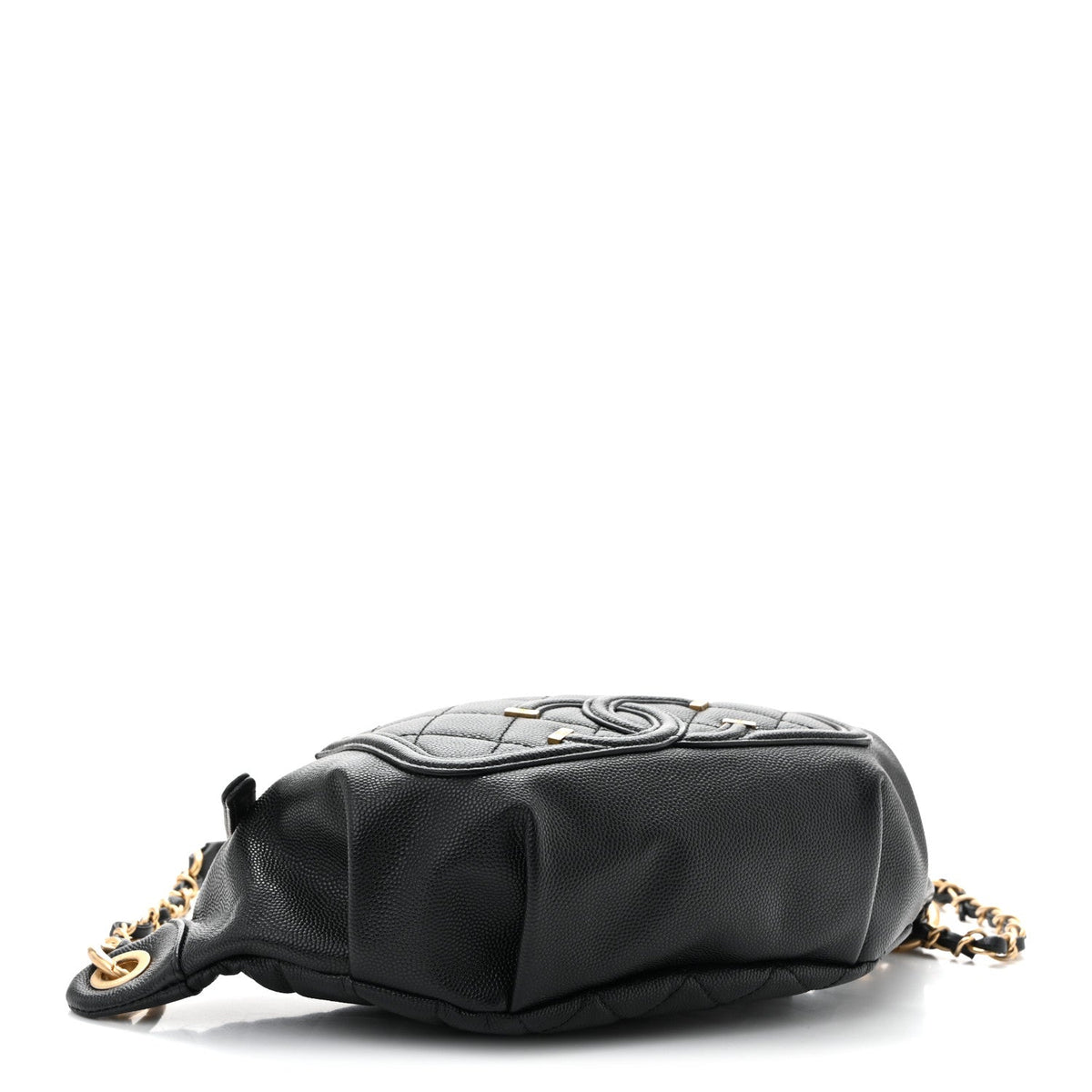 Caviar Quilted Filigree Waist Bag Black