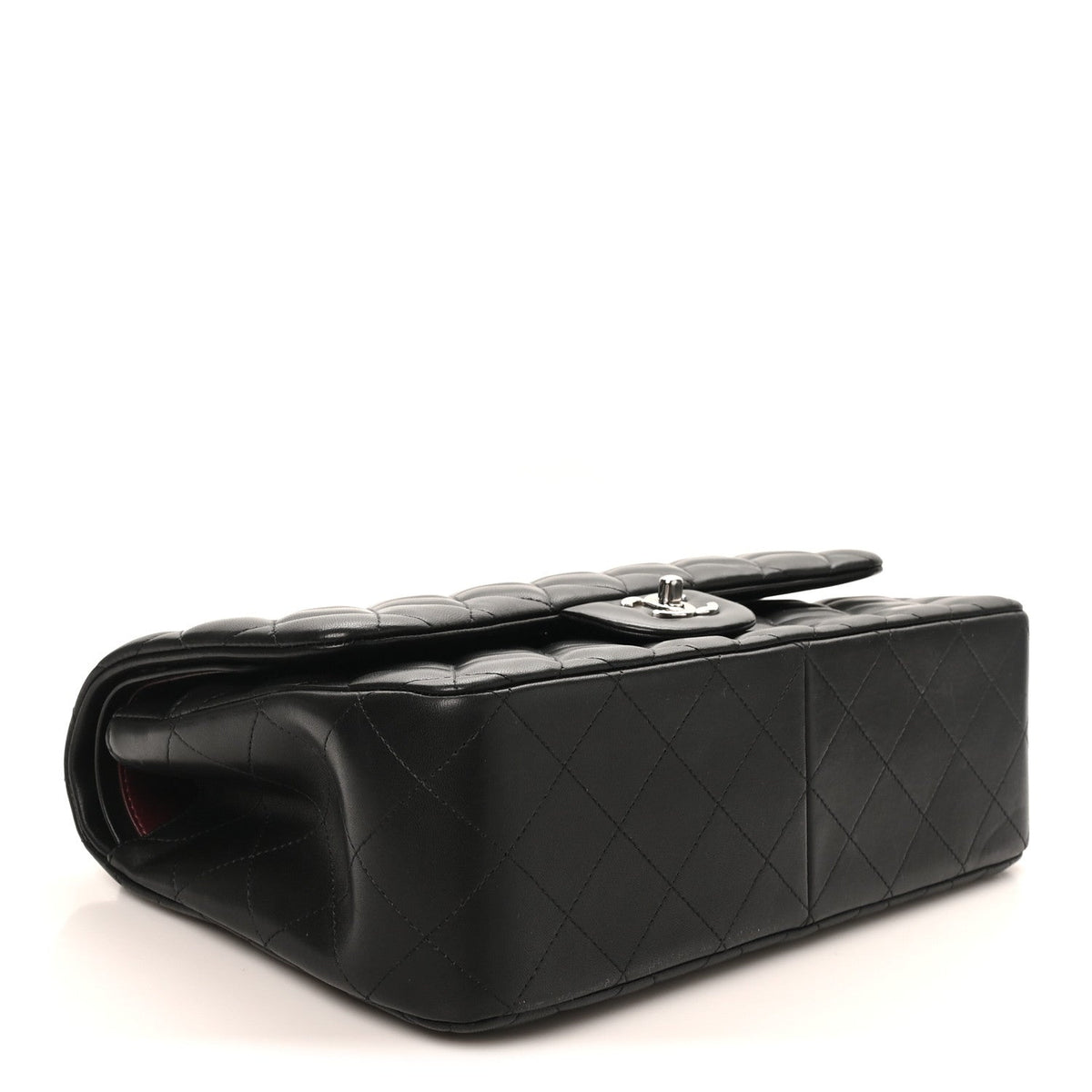 Lambskin Quilted Jumbo Double Flap Black