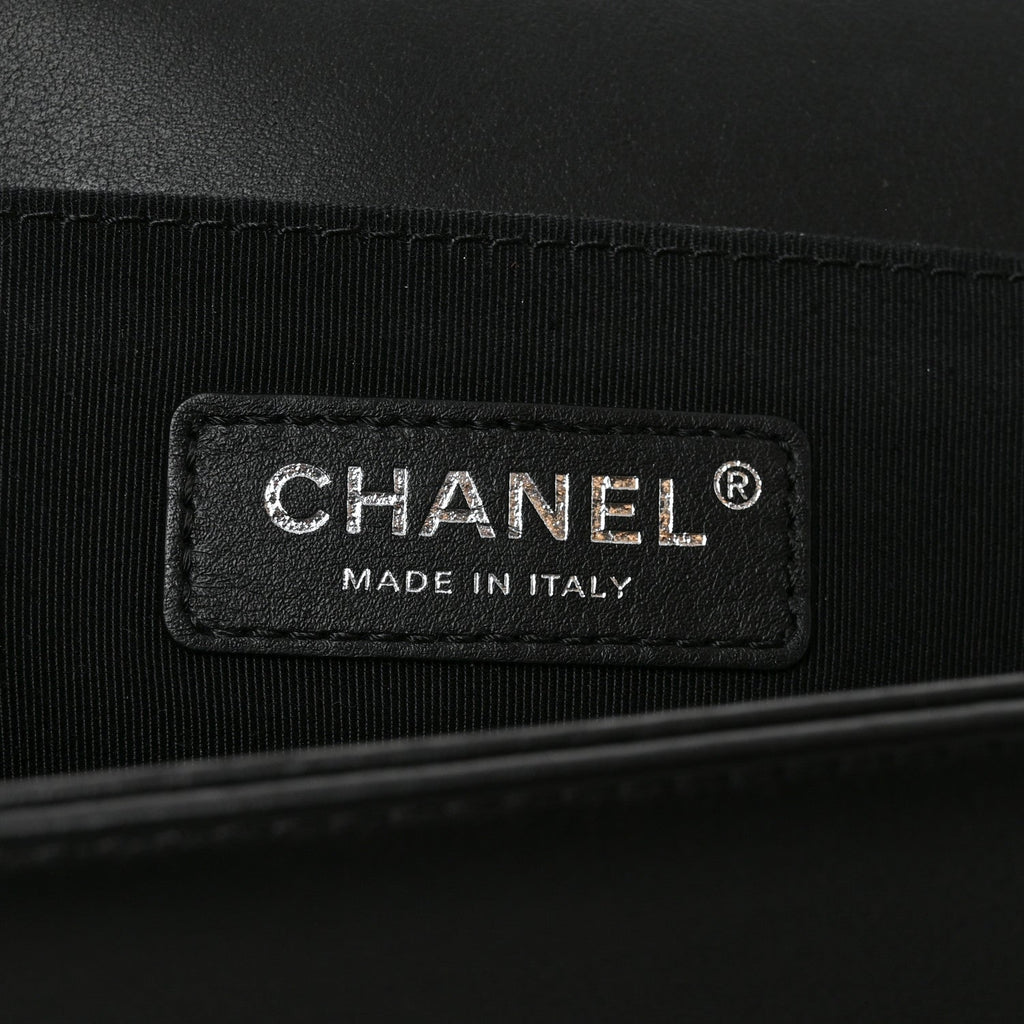 Calfskin Pearl Tweed Medium Boy Flap Black