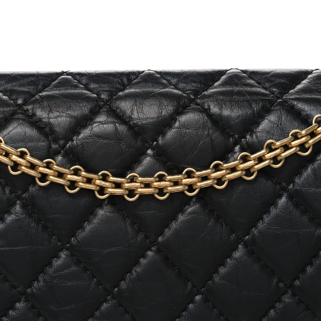Aged Calfskin Quilted 2.55 Reissue 226 Flap Black