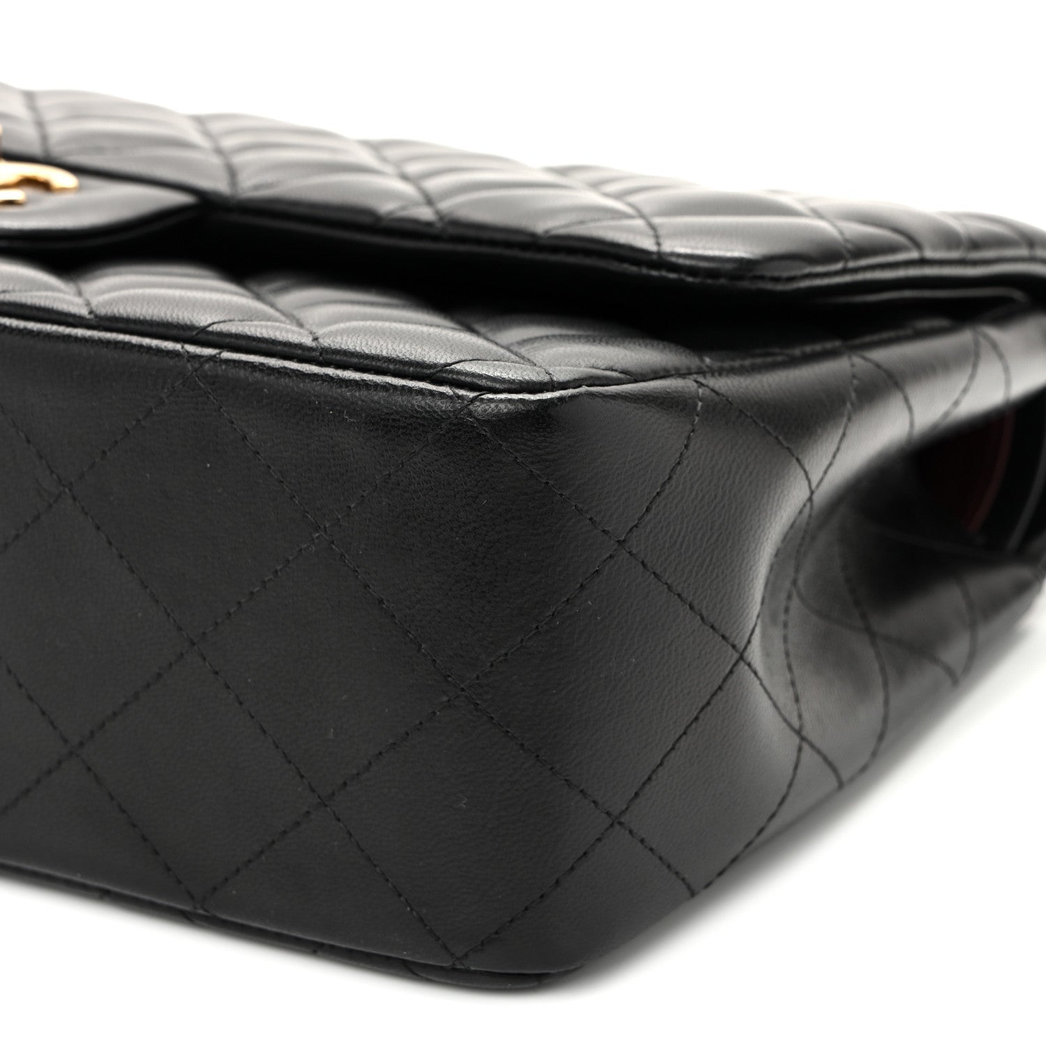 Lambskin Quilted Jumbo Double Flap Black