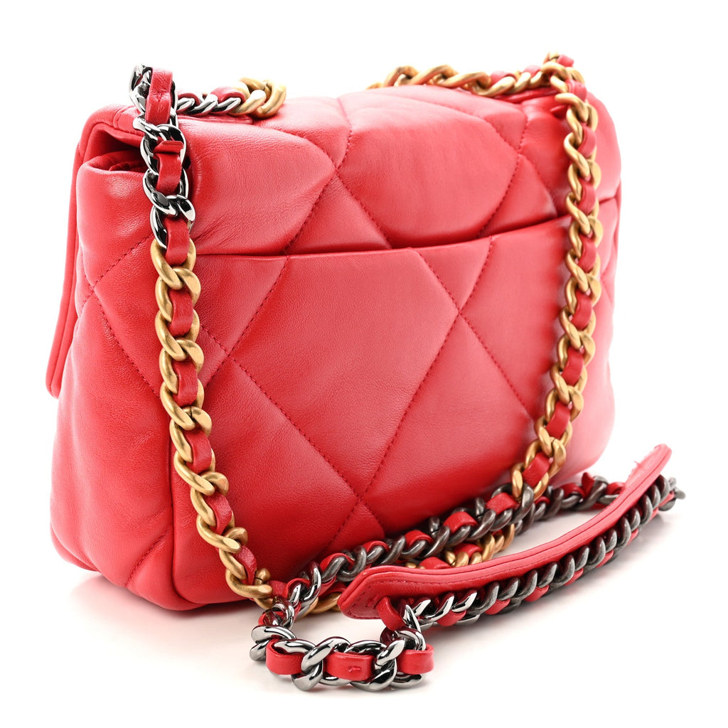 Goatskin Quilted Medium Chanel 19 Flap Pink