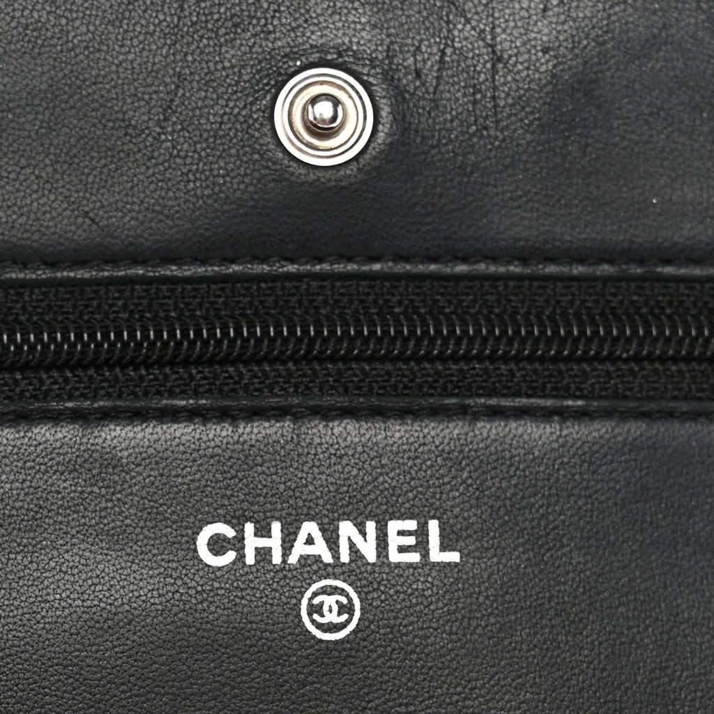 Lambskin Quilted Wallet On Chain WOC Black