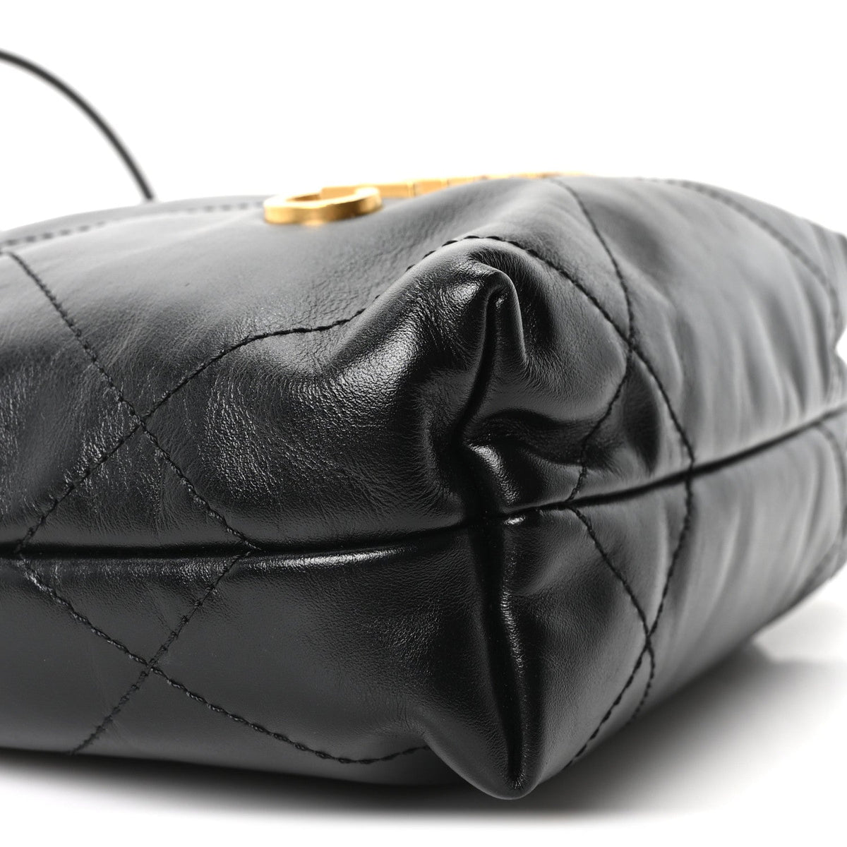 Shiny Calfskin Quilted Mini Chanel 22 Black