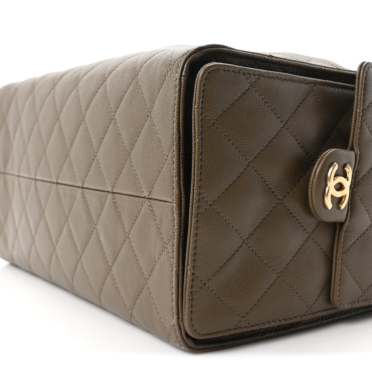 Caviar Quilted Medium Chanel 25 Handbag Dark Khaki
