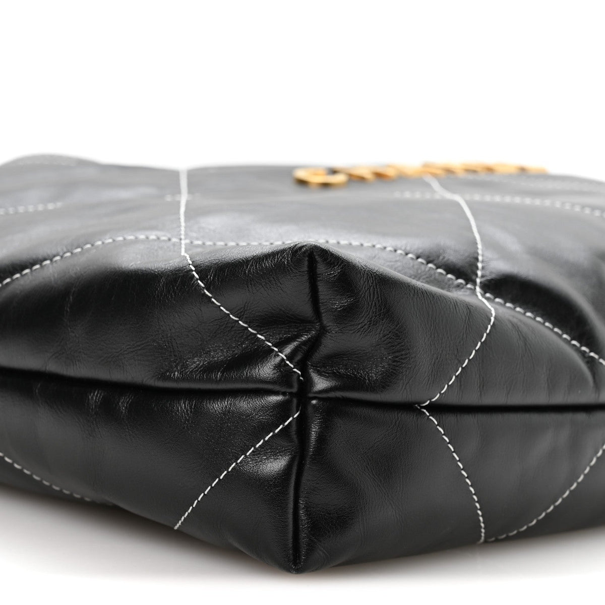 Shiny Calfskin Stitched Chanel 22 Black White