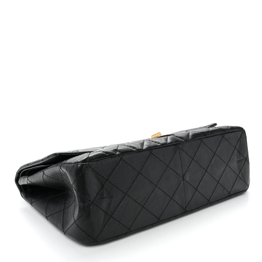 Aged Calfskin Quilted 2.55 Reissue 227 Flap Black