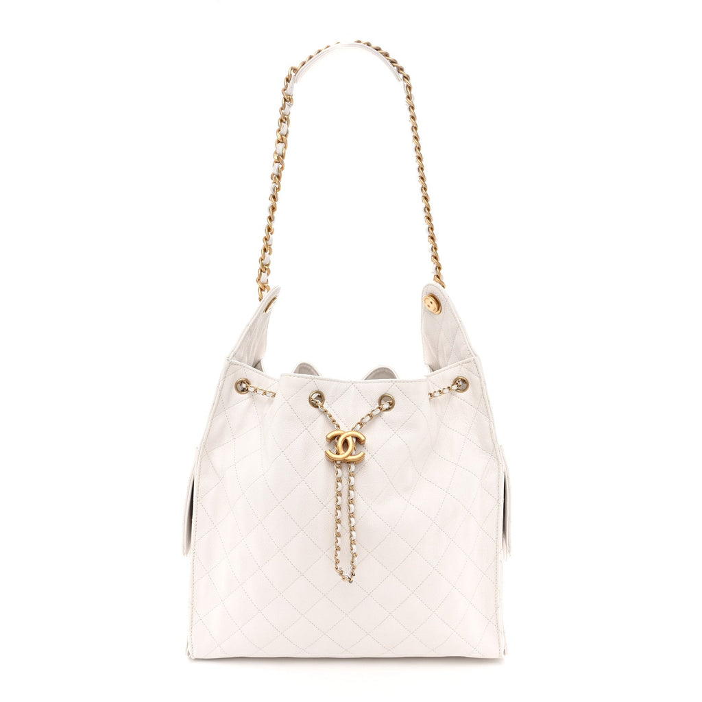 Caviar Quilted Medium Chanel 25 Handbag White