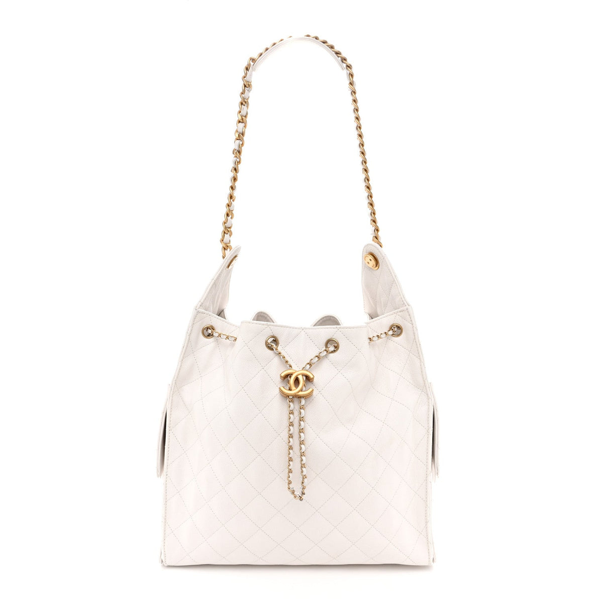 Caviar Quilted Medium Chanel 25 Handbag White