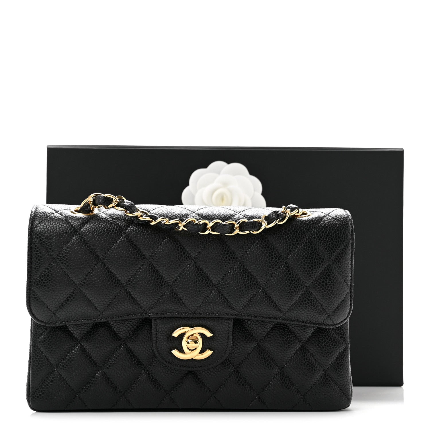 Caviar Quilted Small Double Flap Black