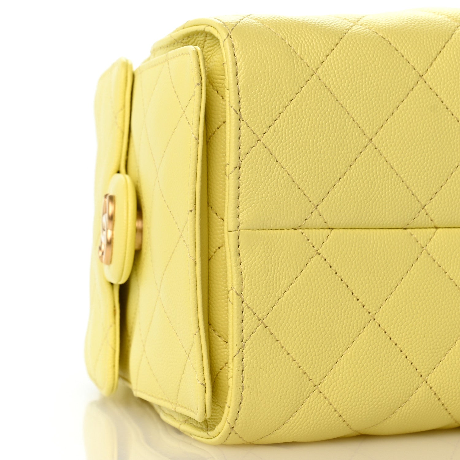 Caviar Quilted Small Chanel 25 Handbag Light Yellow