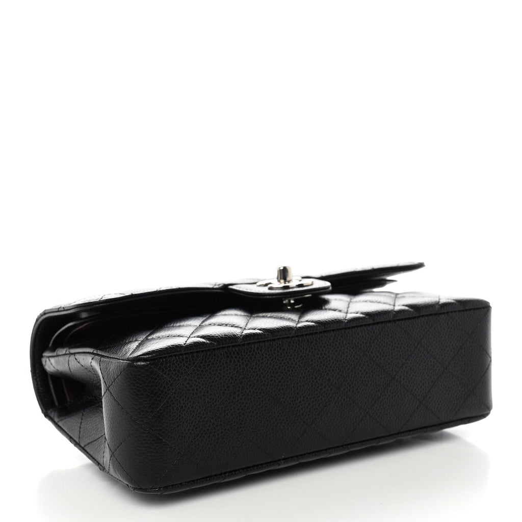 Caviar Quilted Small Double Flap Black