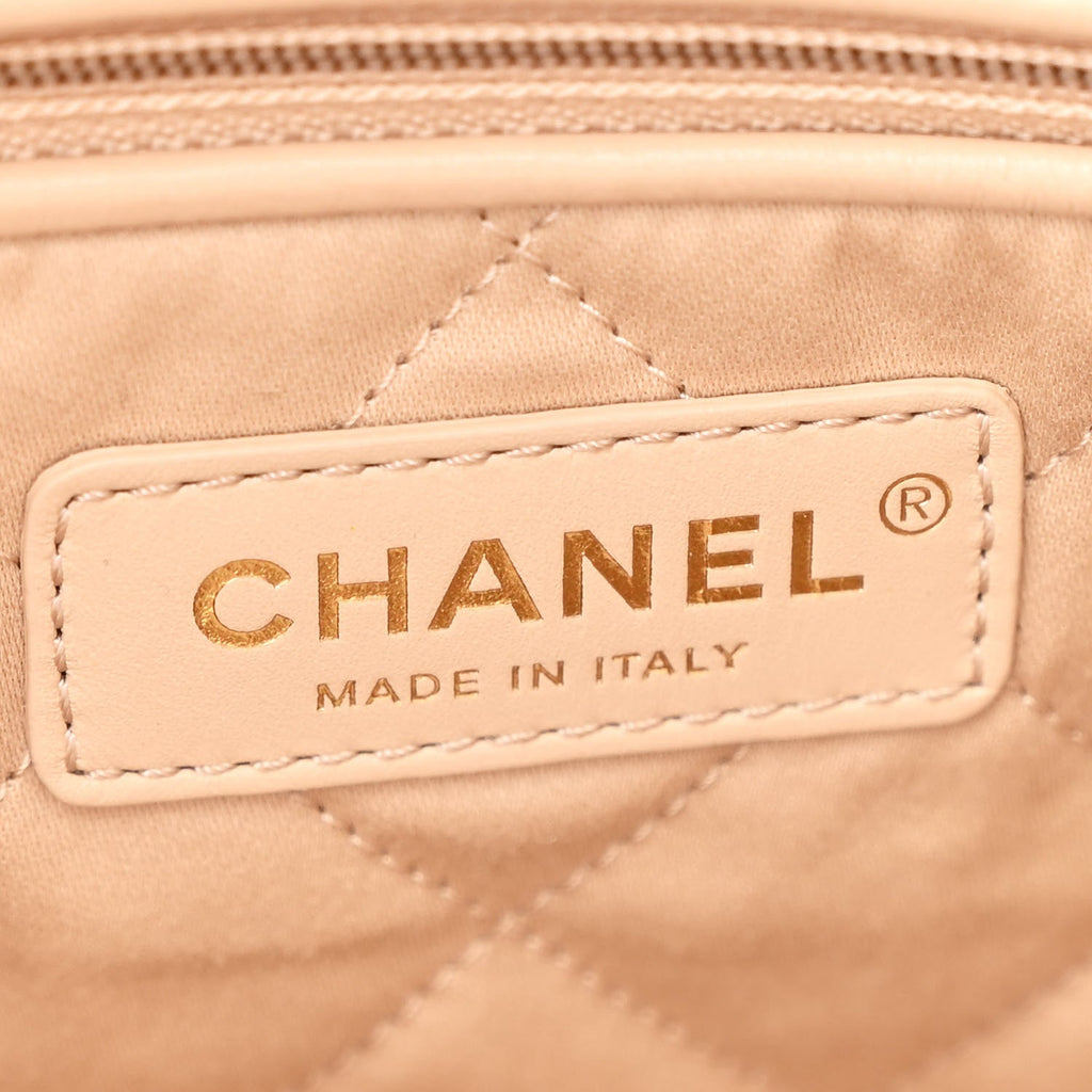 Shiny Calfskin Quilted Large Chanel 22 White Black