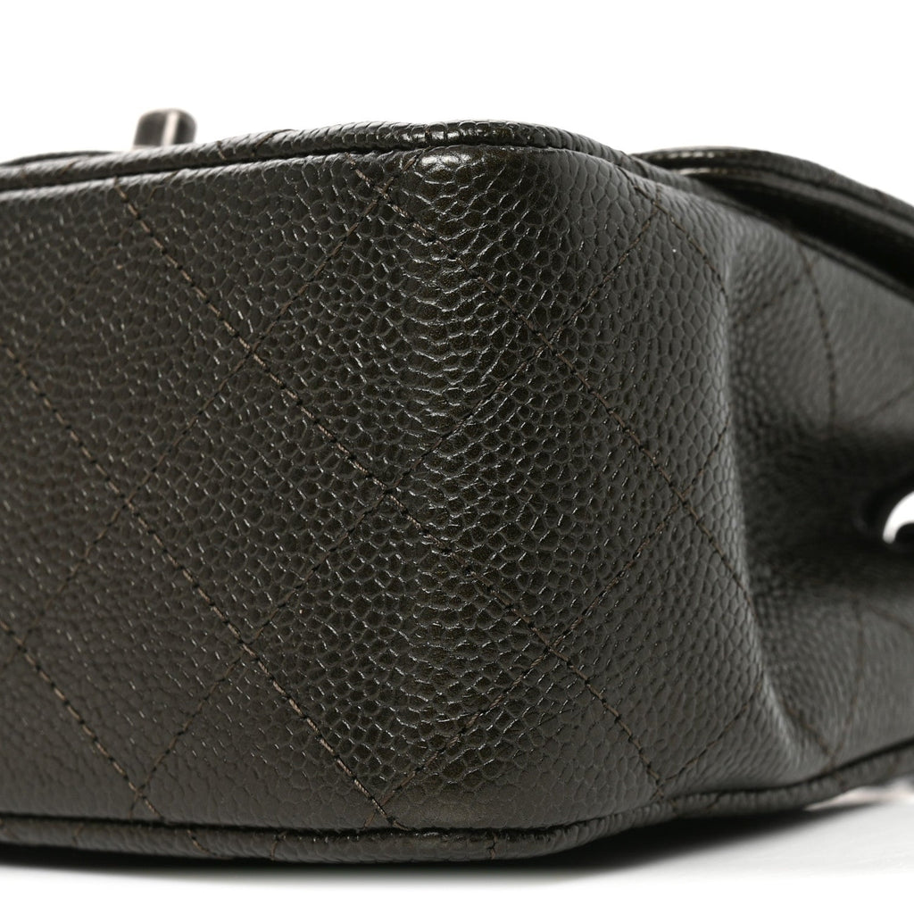 Caviar Quilted Mini Square Flap Dark Charcoal