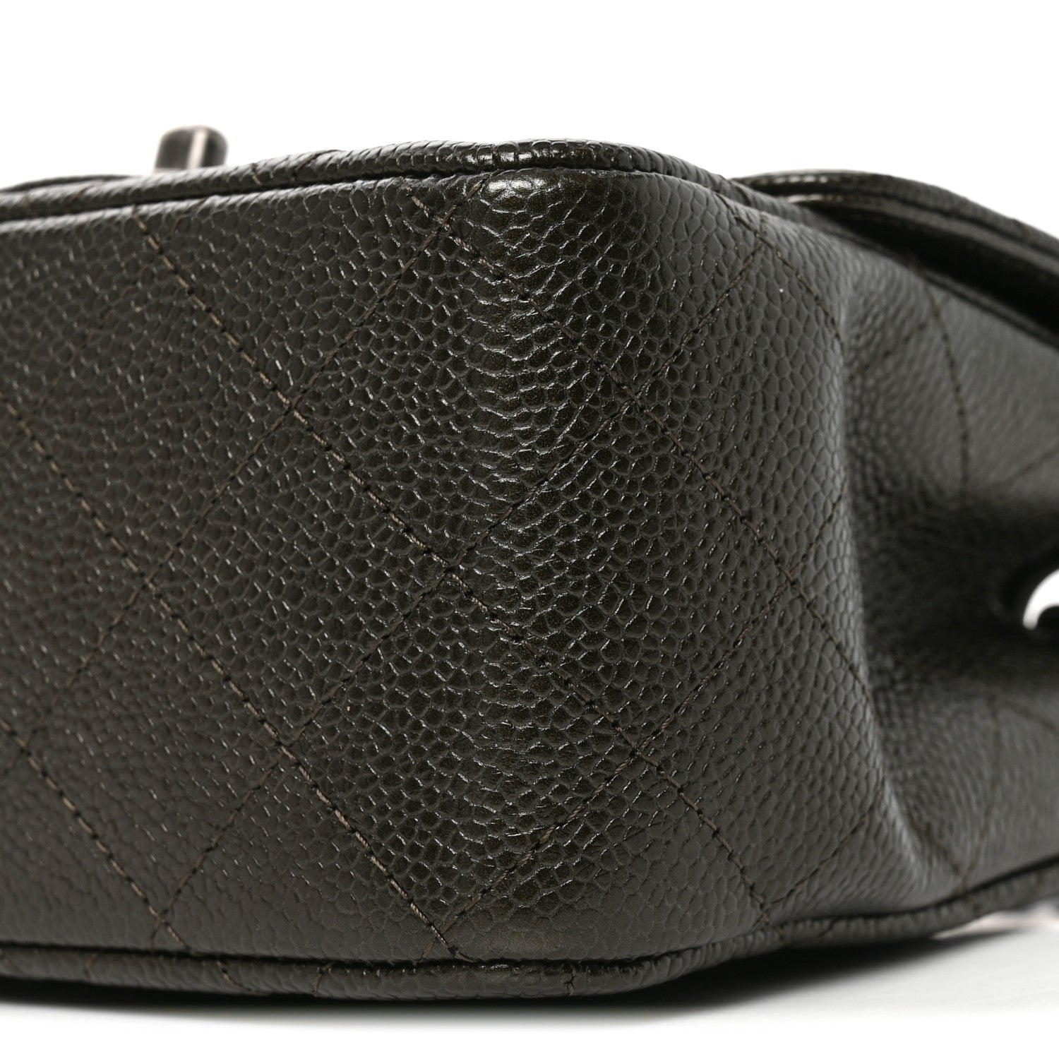 Caviar Quilted Mini Square Flap Dark Charcoal