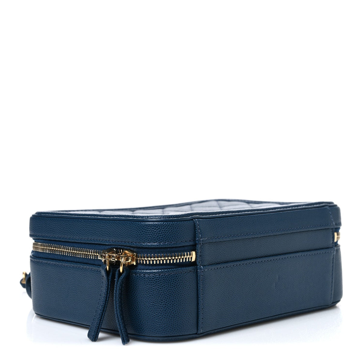 Caviar Quilted Medium CC Filigree Vanity Case Dark Blue