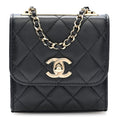 Lambskin Quilted Mini Trendy CC Clutch With Chain Black