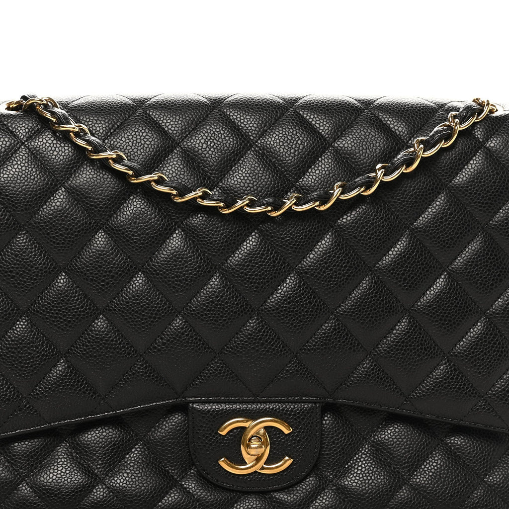 Caviar Quilted Maxi Double Flap Black