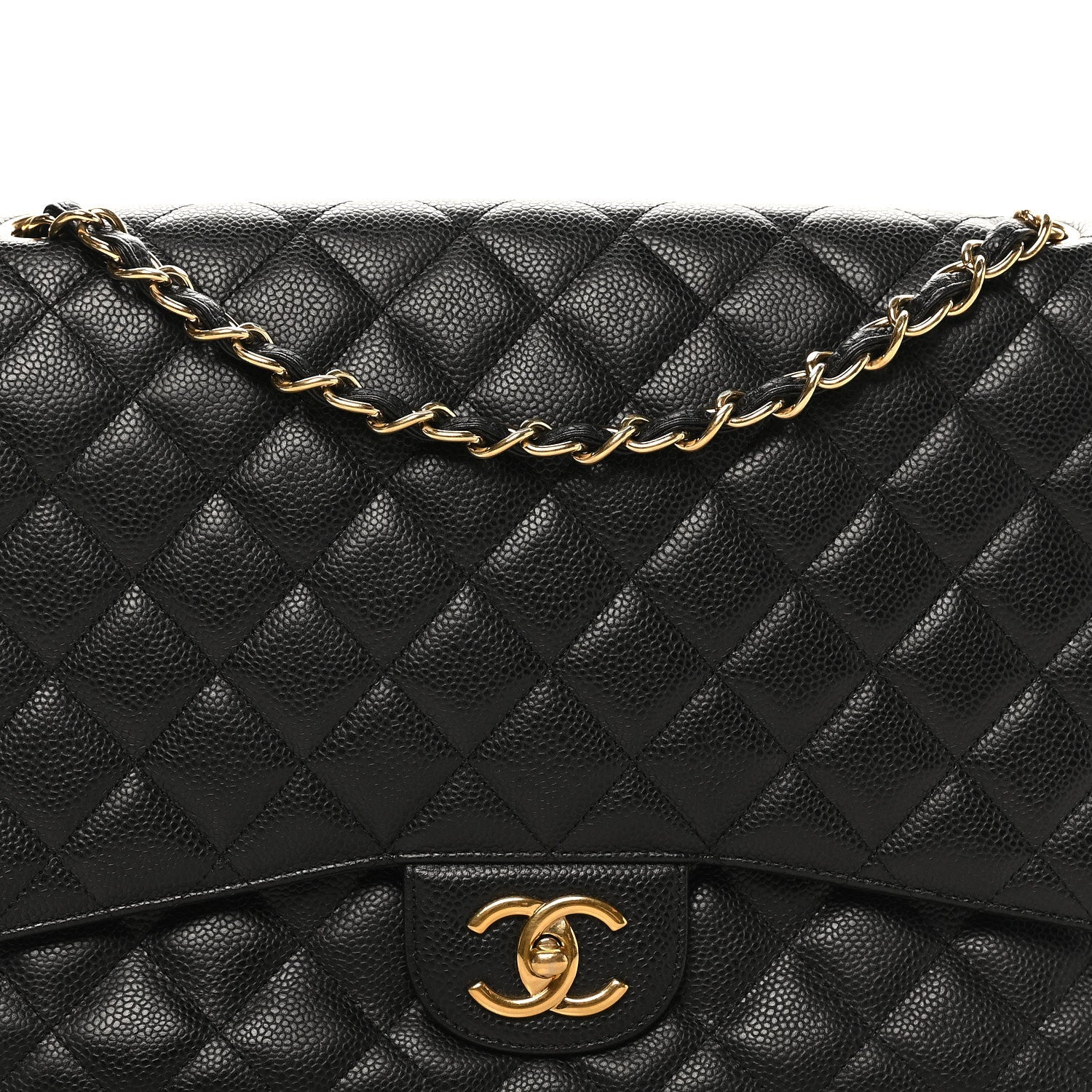 Caviar Quilted Maxi Double Flap Black