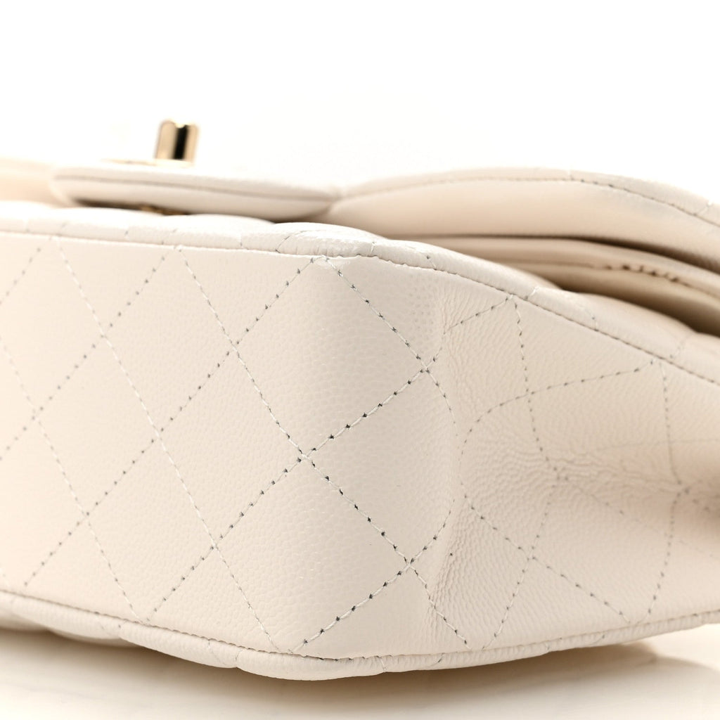 Caviar Quilted Small Double Flap White