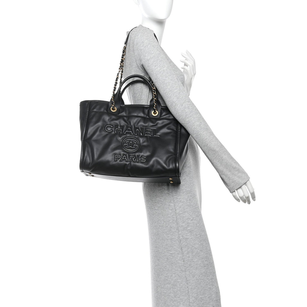 Calfskin Small Deauville Tote Black