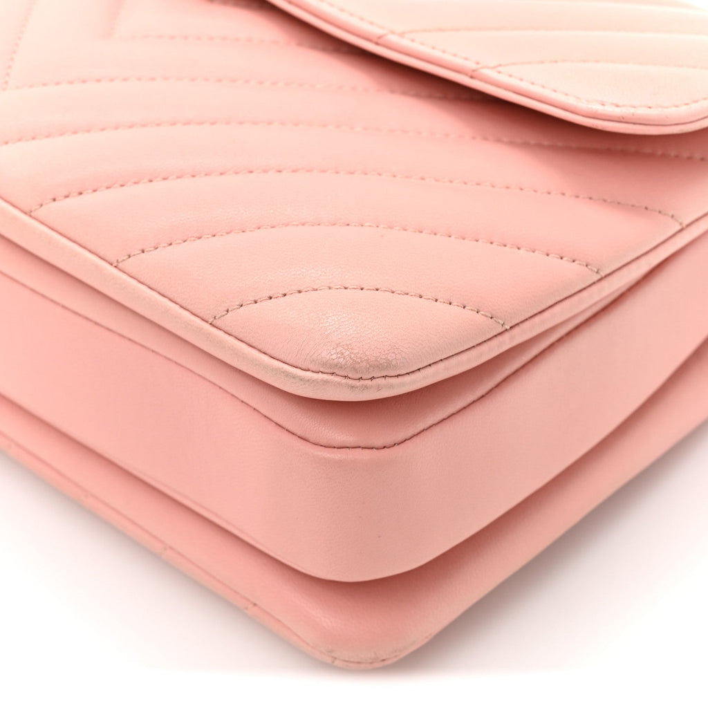 Lambskin Chevron Quilted Small Trendy CC Dual Handle Flap Bag Light Pink