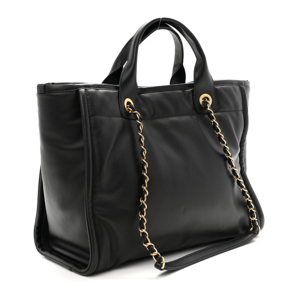 Calfskin Small Deauville Tote Black