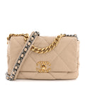 Lambskin Quilted Medium Chanel 19 Flap Light Beige