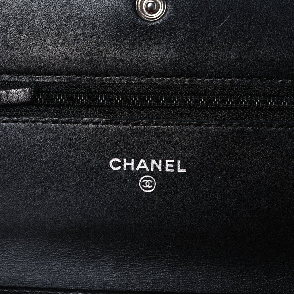 Calfskin Quilted Cambon Wallet on Chain WOC Black