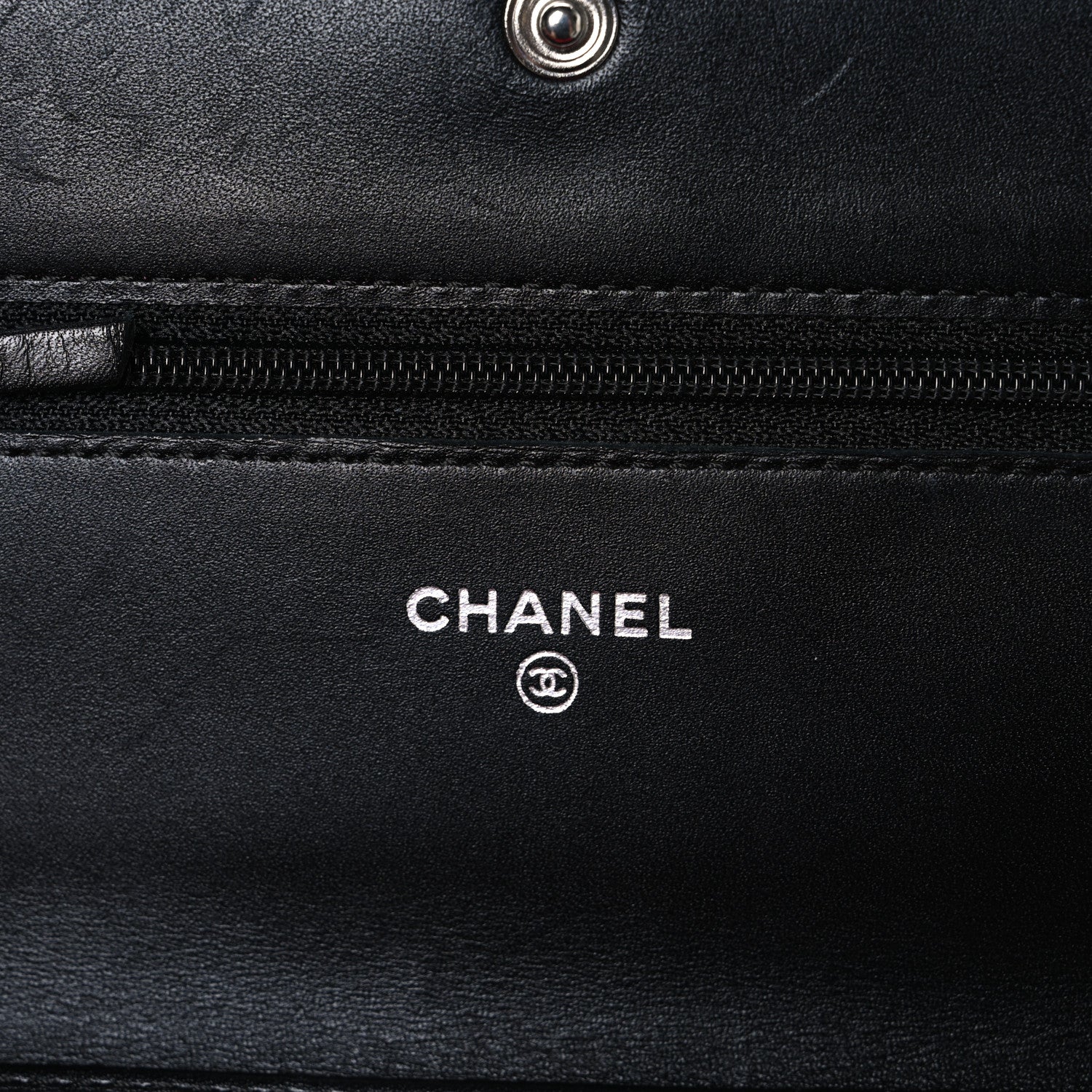 Calfskin Quilted Cambon Wallet on Chain WOC Black