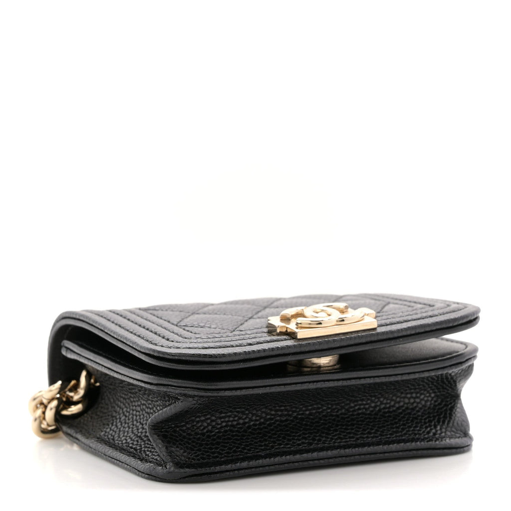 Caviar Quilted Boy Flap Waist Belt Bag Black