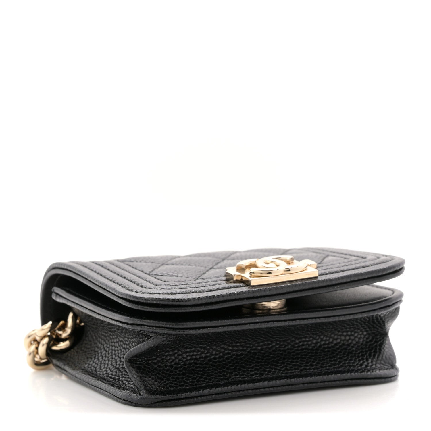 Caviar Quilted Boy Flap Waist Belt Bag Black
