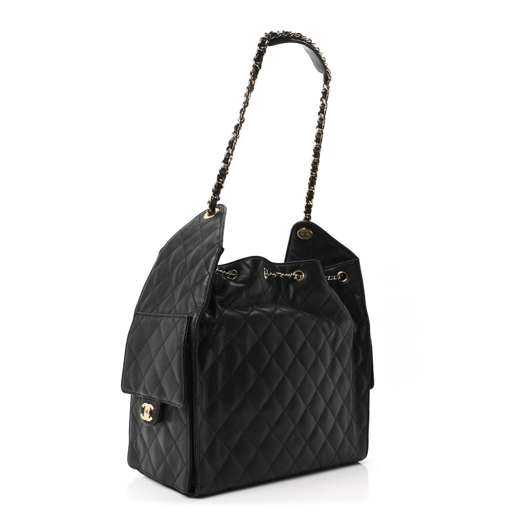 Caviar Quilted Medium Chanel 25 Handbag Black