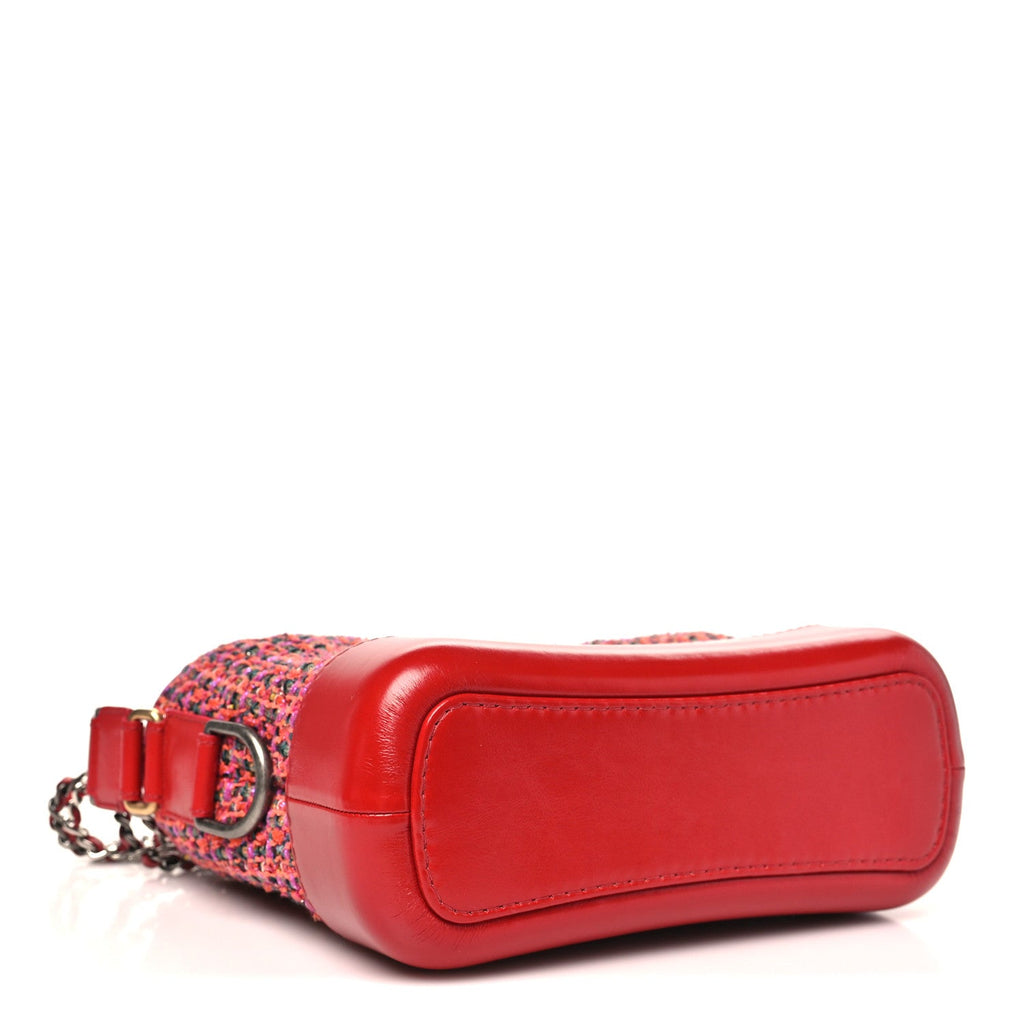 Tweed Calfskin Small Gabrielle Hobo Red Multicolor