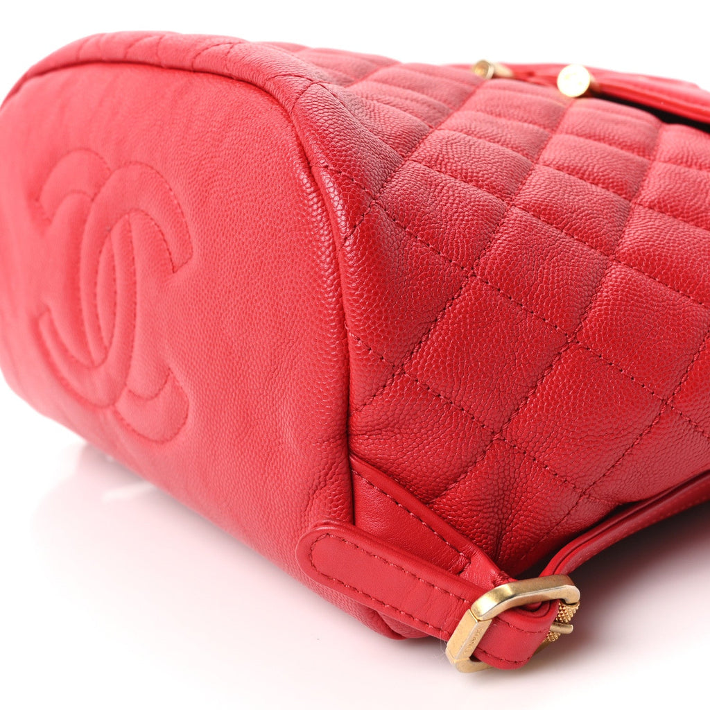 Caviar Quilted Filigree Backpack Red