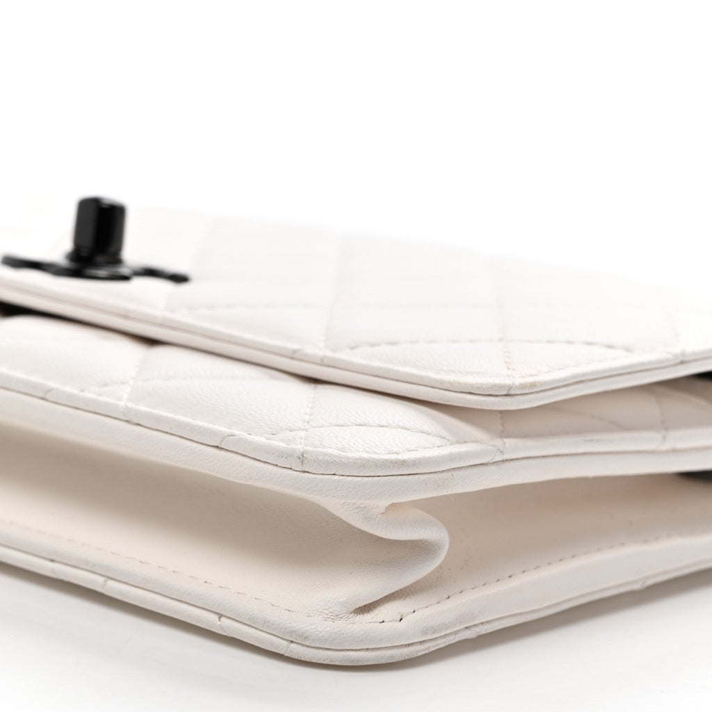 Lambskin Quilted Mini Trendy CC Wallet On Chain WOC White