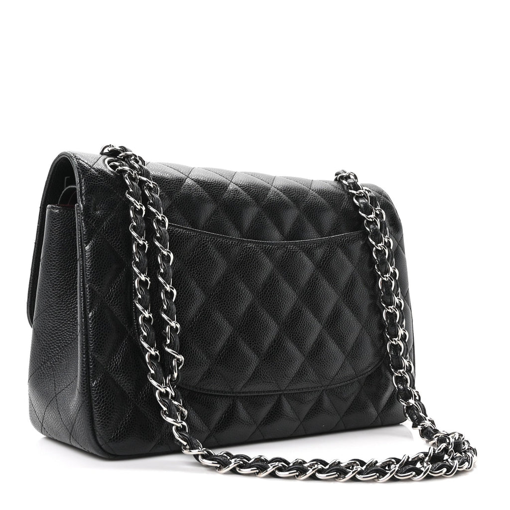 Caviar Quilted Jumbo Double Flap Black
