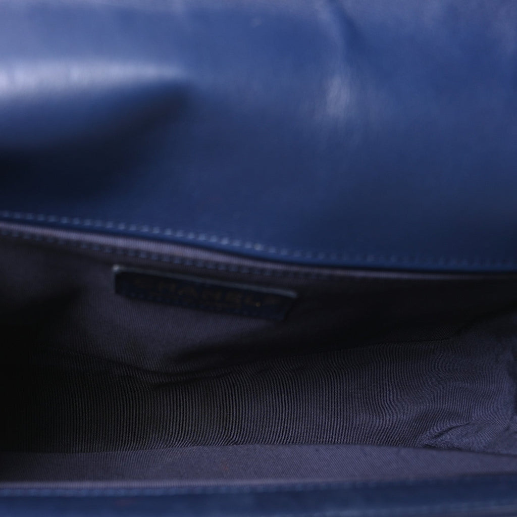 Lambskin Quilted Medium Boy Flap Dark Navy