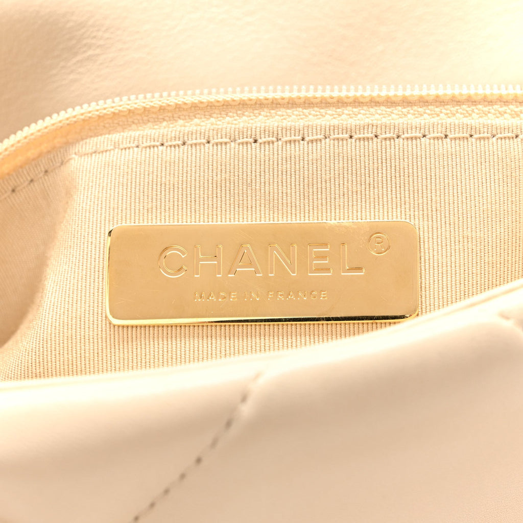 Lambskin Quilted Medium Chanel 19 Flap Light Beige