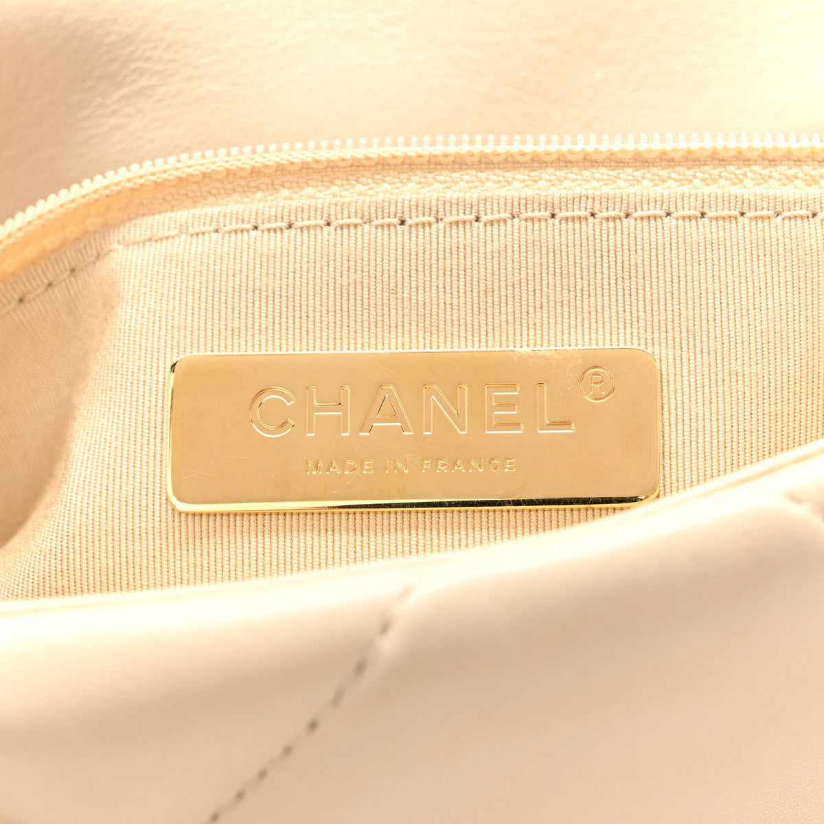 Lambskin Quilted Medium Chanel 19 Flap Light Beige